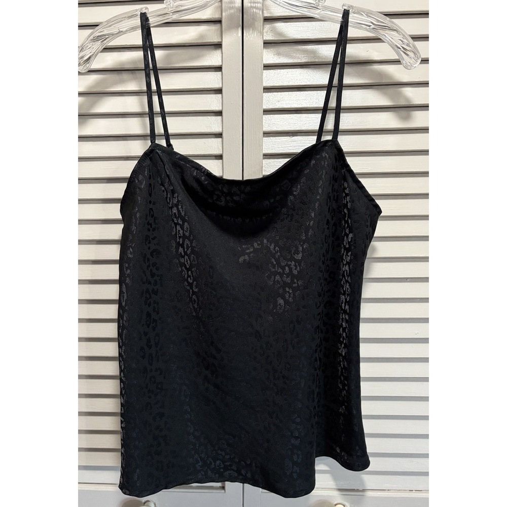 Gilli Black‎ Cheetah Satin Camisole Adjustable Straps Size Small